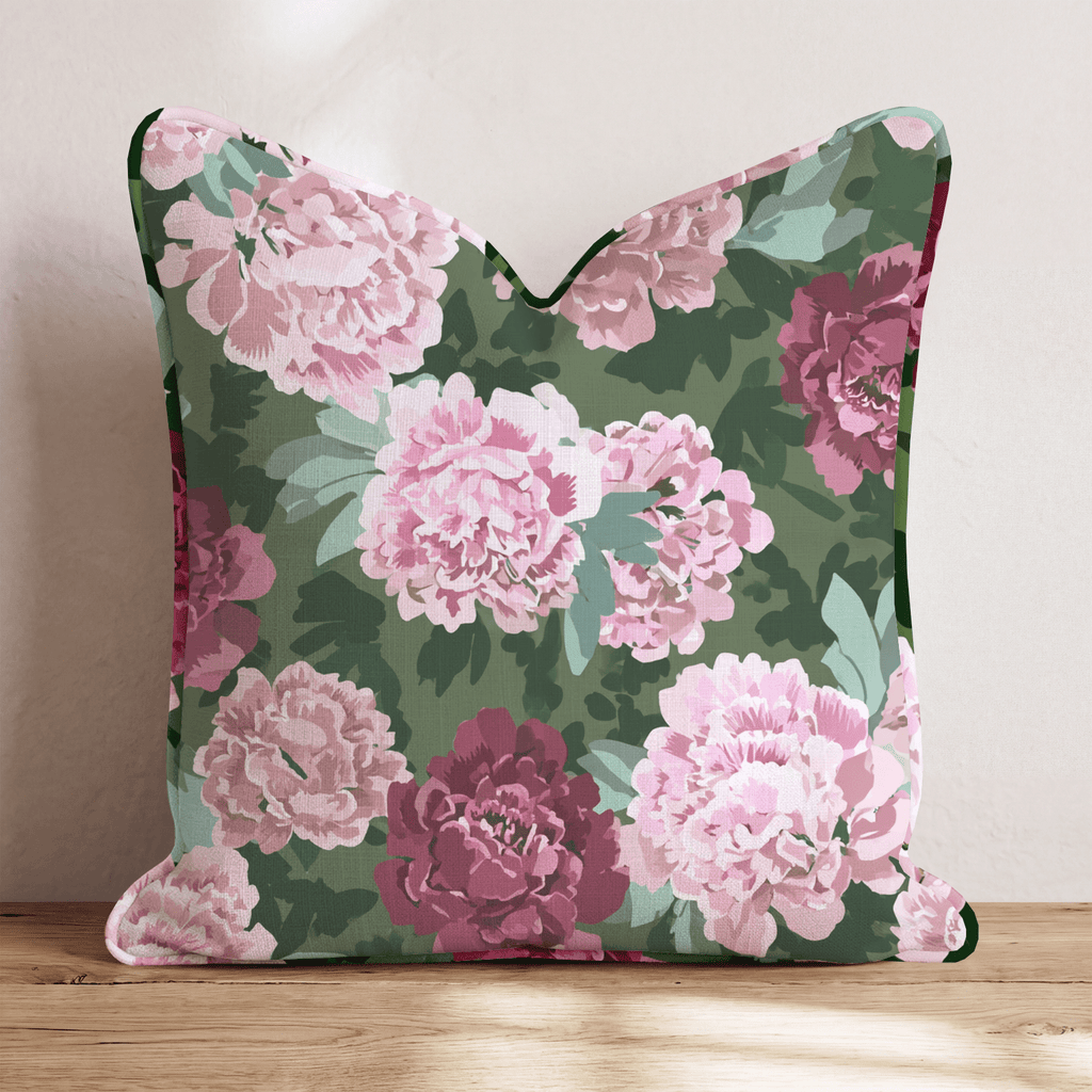 Gardenia Peonies Throw Pillow - Hillcroft Home