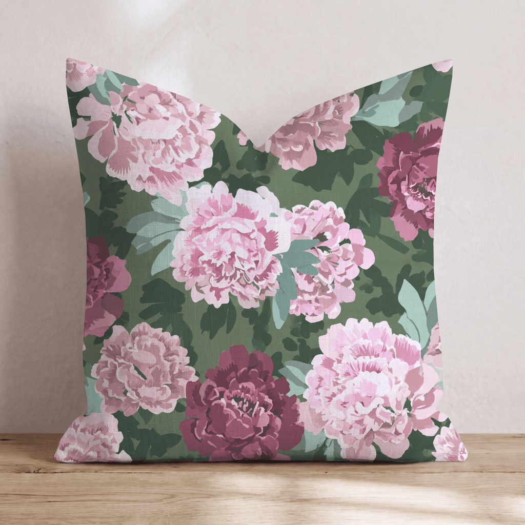 Gardenia Peonies Throw Pillow - Hillcroft Home