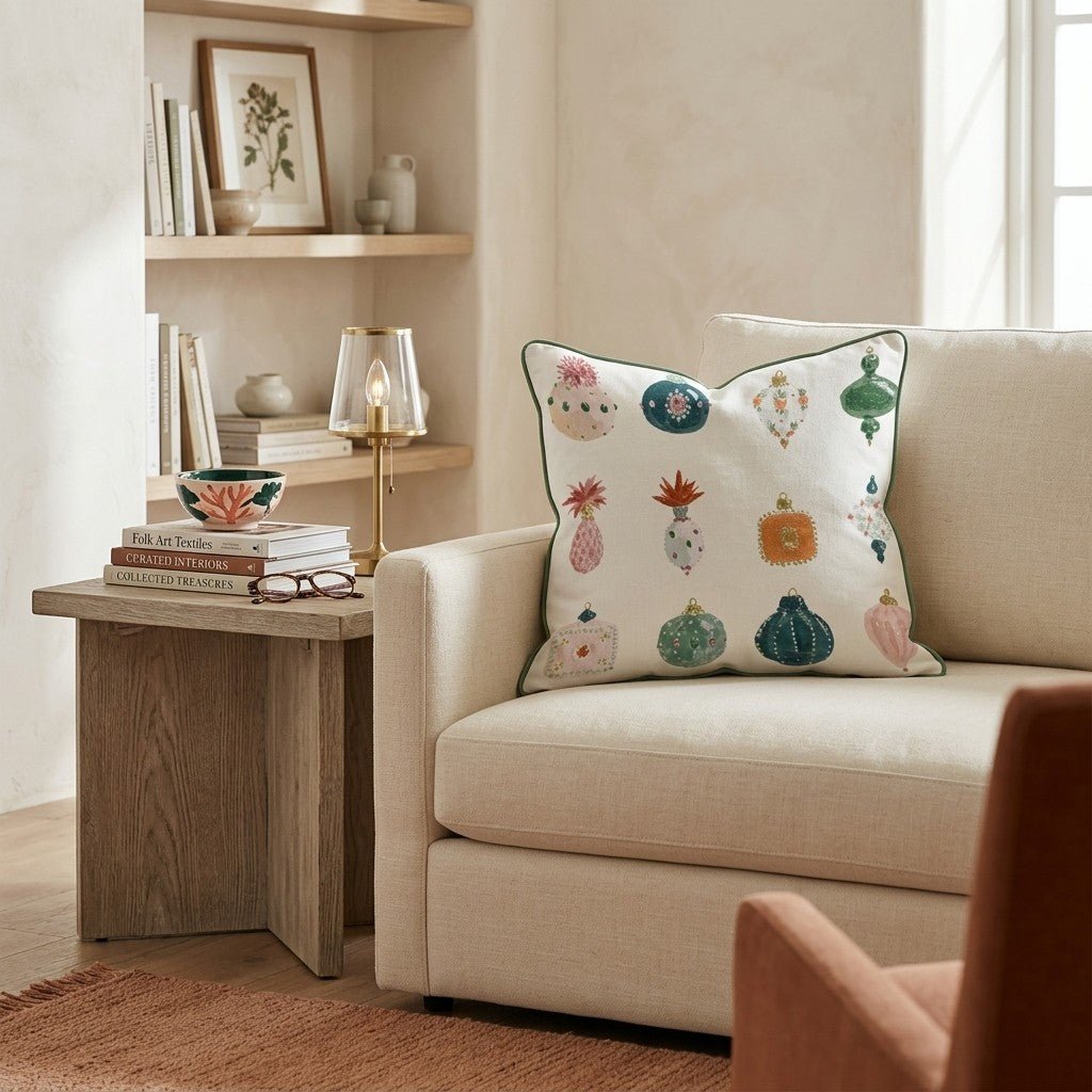 Gemstone Ornaments White Throw Pillow - Hillcroft Home