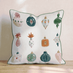 Gemstone Ornaments White Throw Pillow - Hillcroft Home