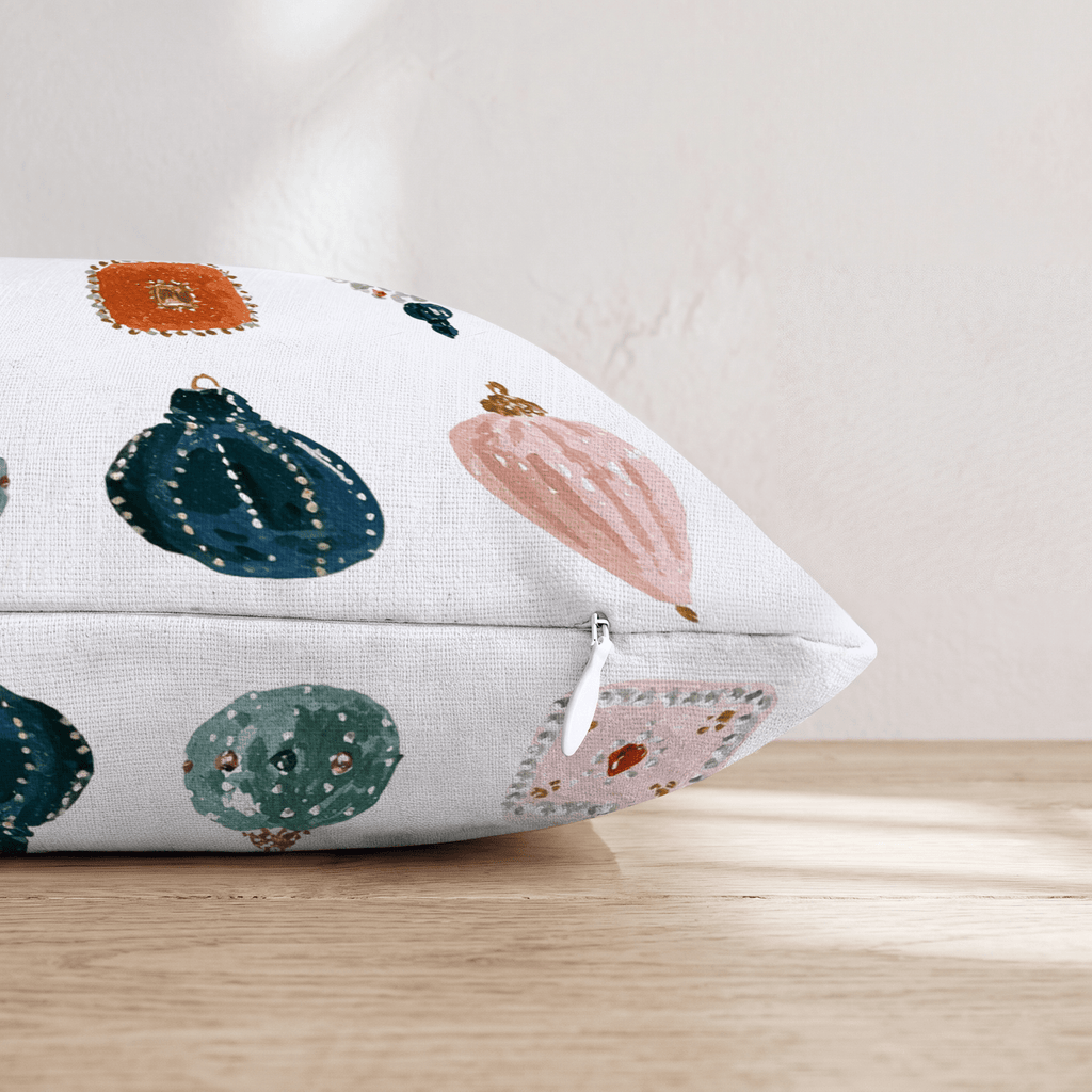 Gemstone Ornaments White Throw Pillow - Hillcroft Home