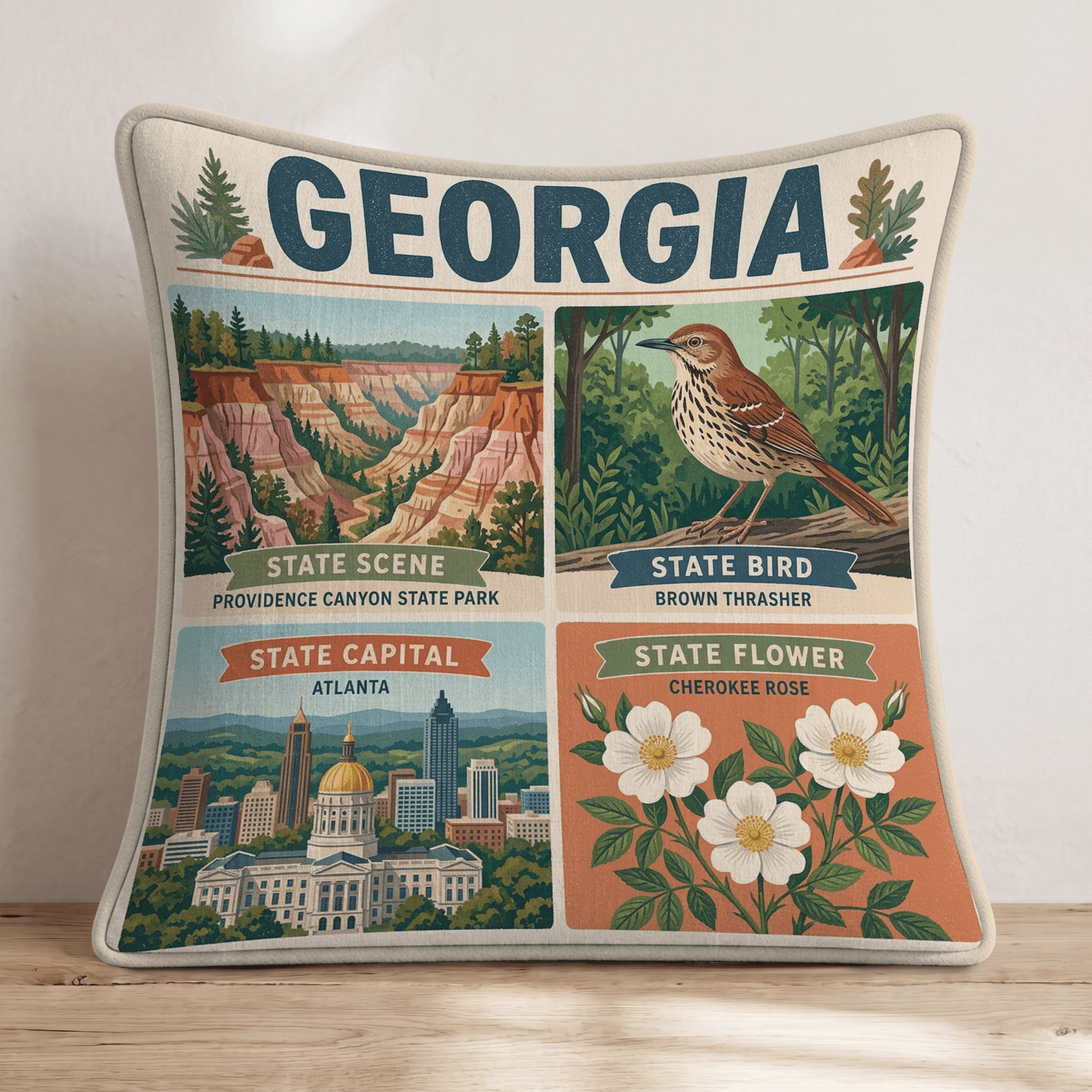 Georgia State Symbol Throw Pillow - Hillcroft Home