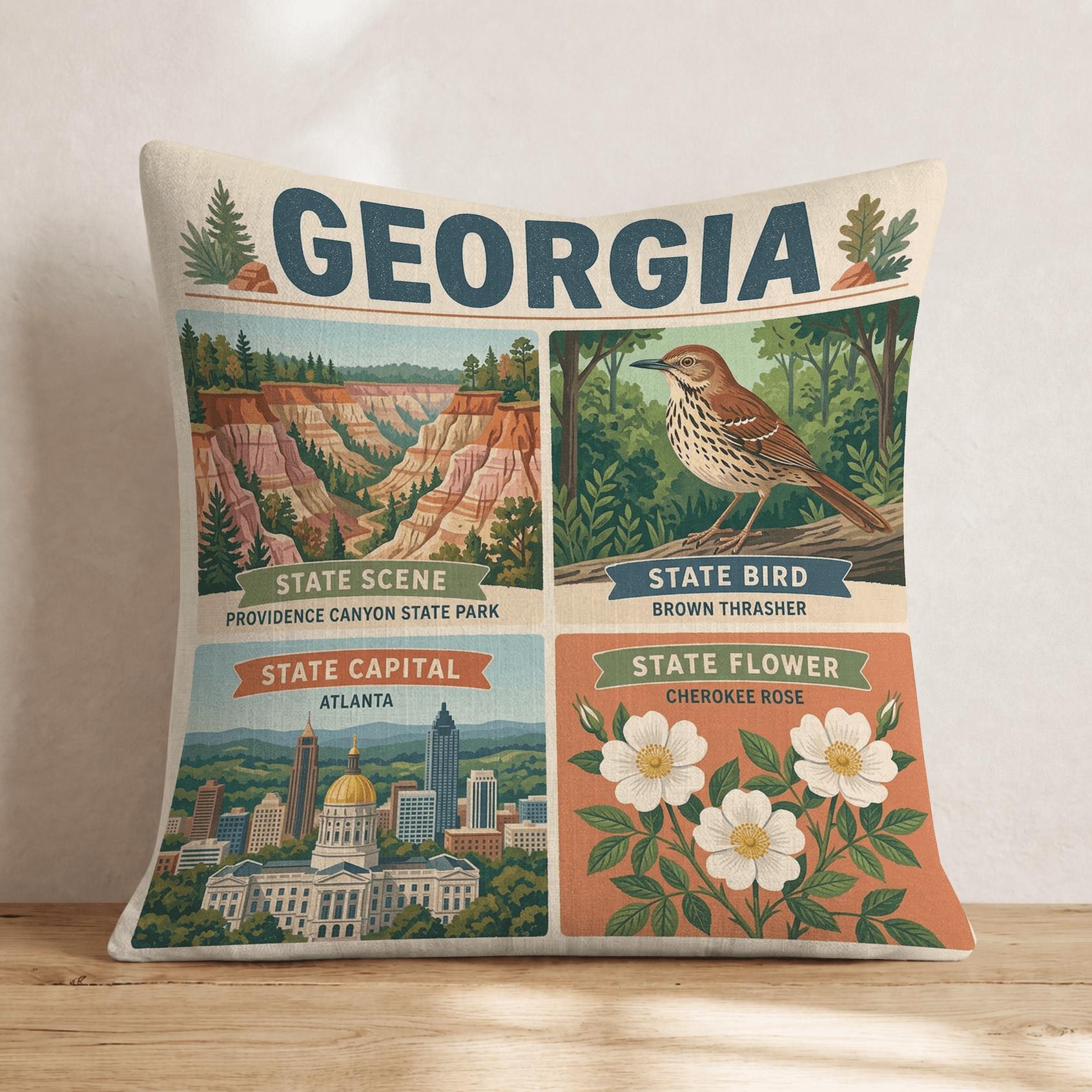 Georgia State Symbol Throw Pillow - Hillcroft Home