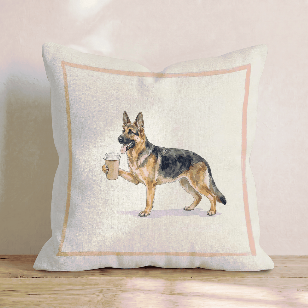 German Shepherd Coffee Throw Pillow - Hillcroft Home