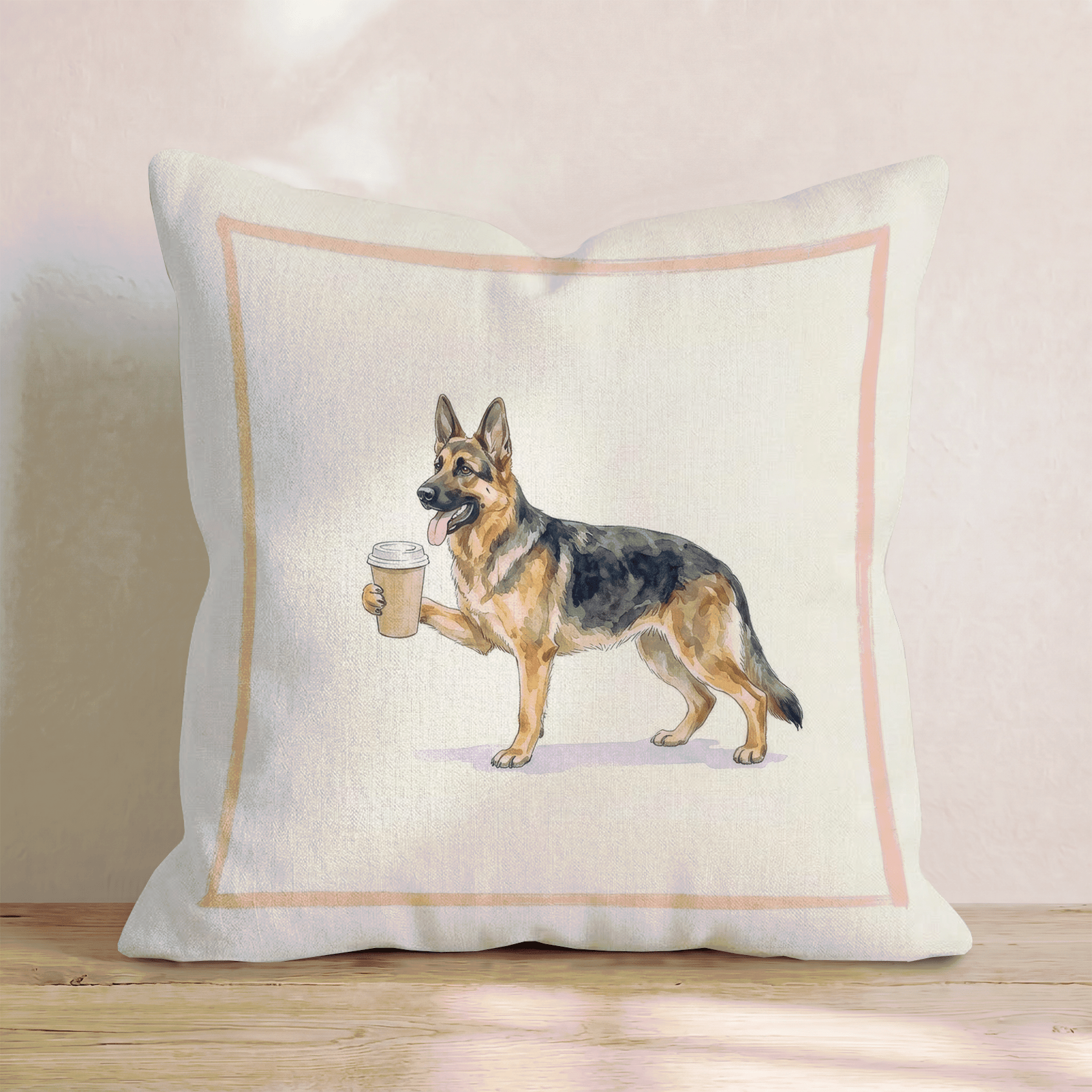 German Shepherd Coffee Throw Pillow - Hillcroft Home