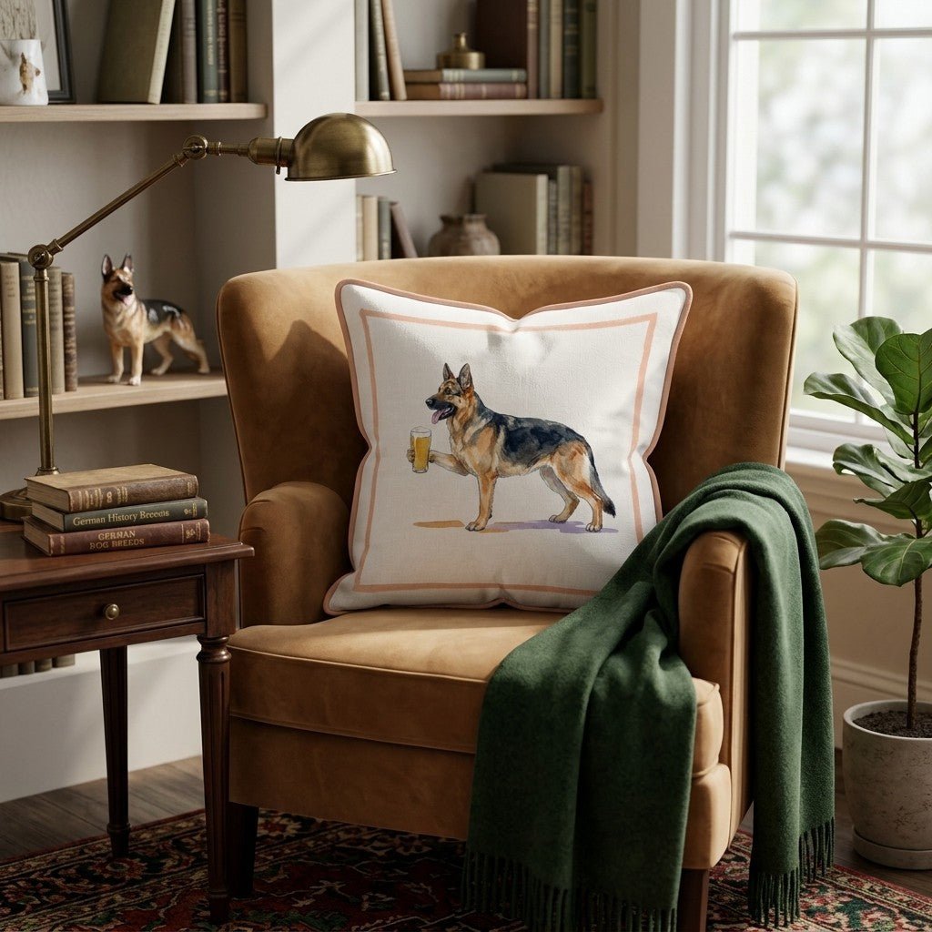 German Shepherd Lager Throw Pillow - Hillcroft Home