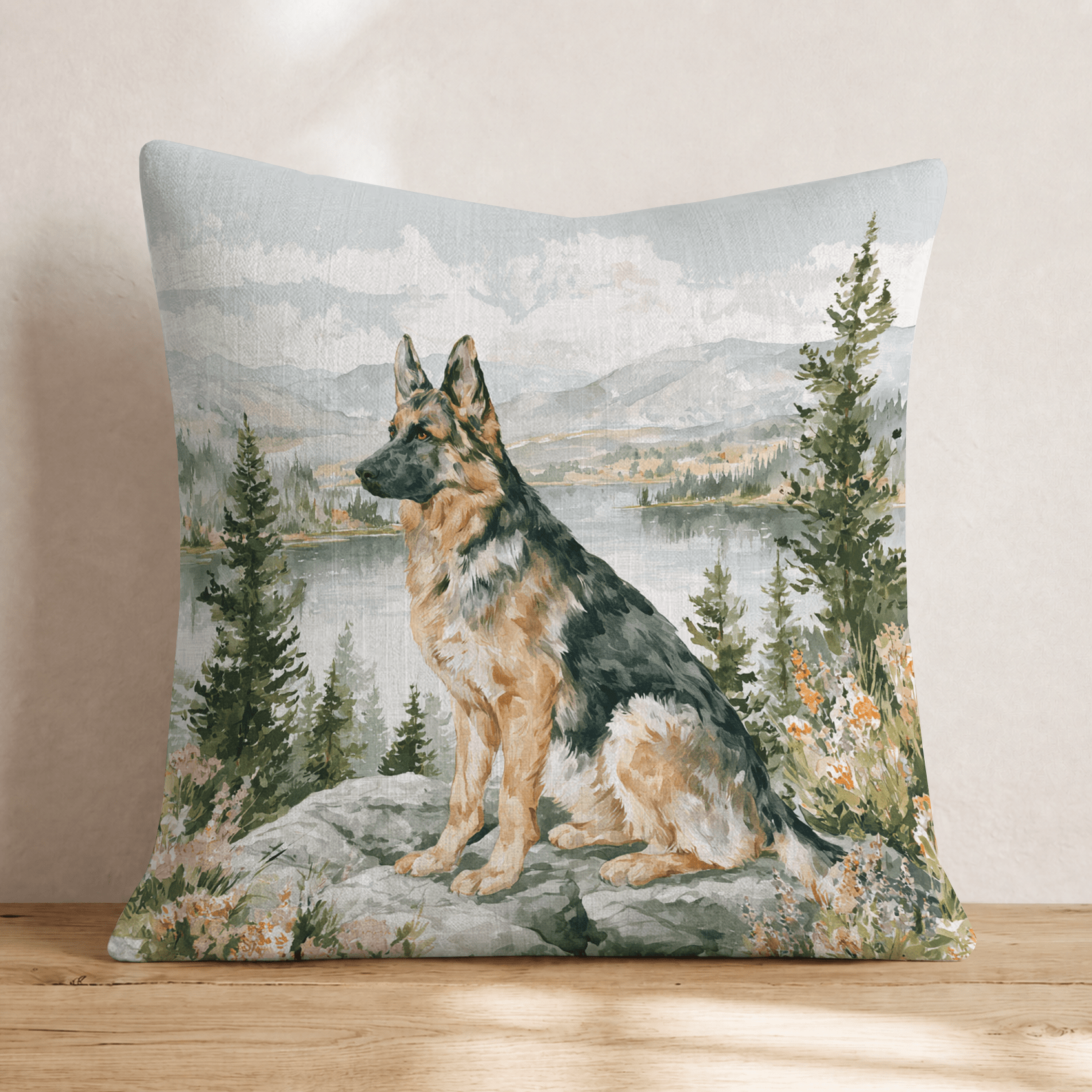 German Shepherd Overlook Throw Pillow - Hillcroft Home
