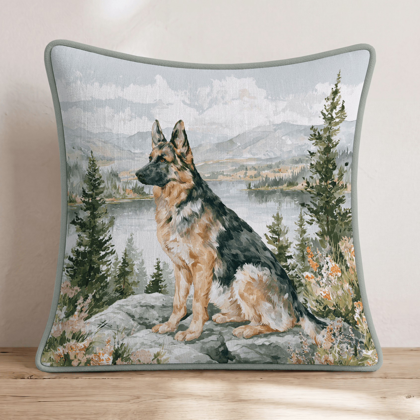 German Shepherd Overlook Throw Pillow - Hillcroft Home