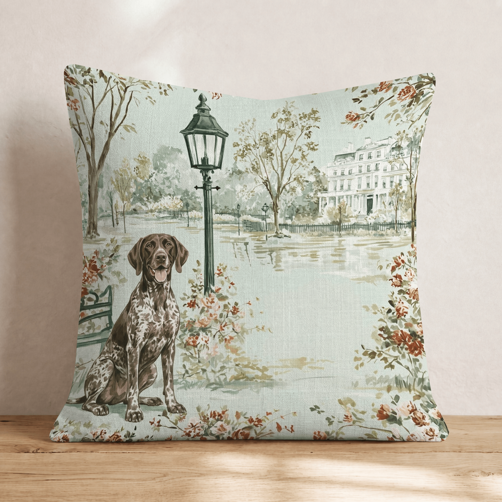 German Shorthair Pointer City Stroll Throw Pillow - Hillcroft Home