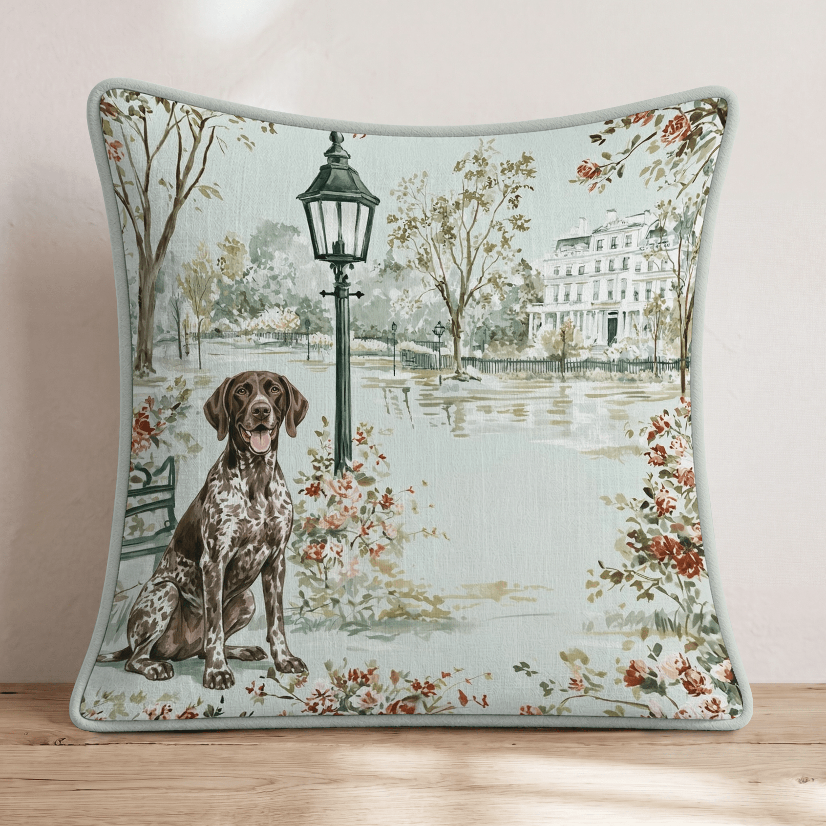 German Shorthair Pointer City Stroll Throw Pillow - Hillcroft Home