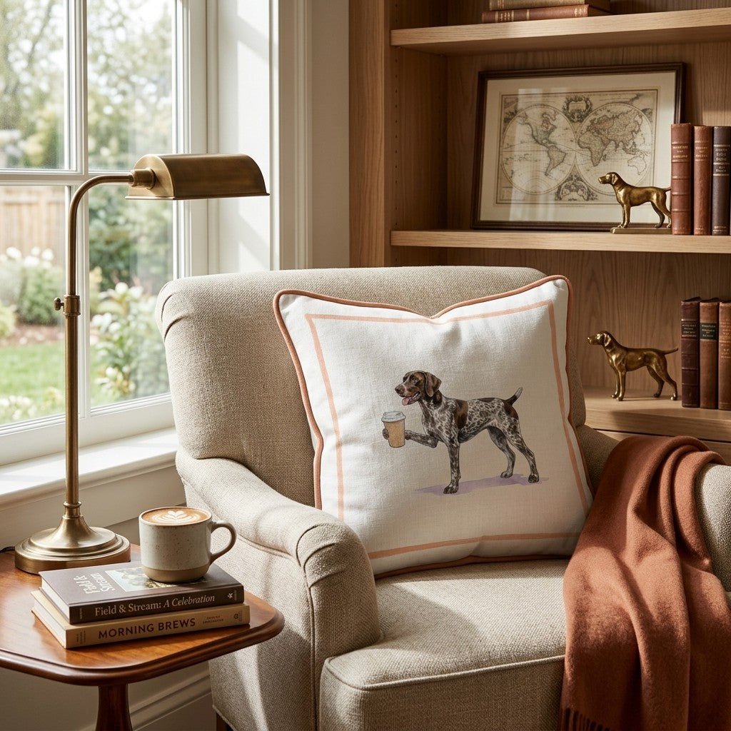 German Shorthaired Pointer Coffee Throw Pillow - Hillcroft Home