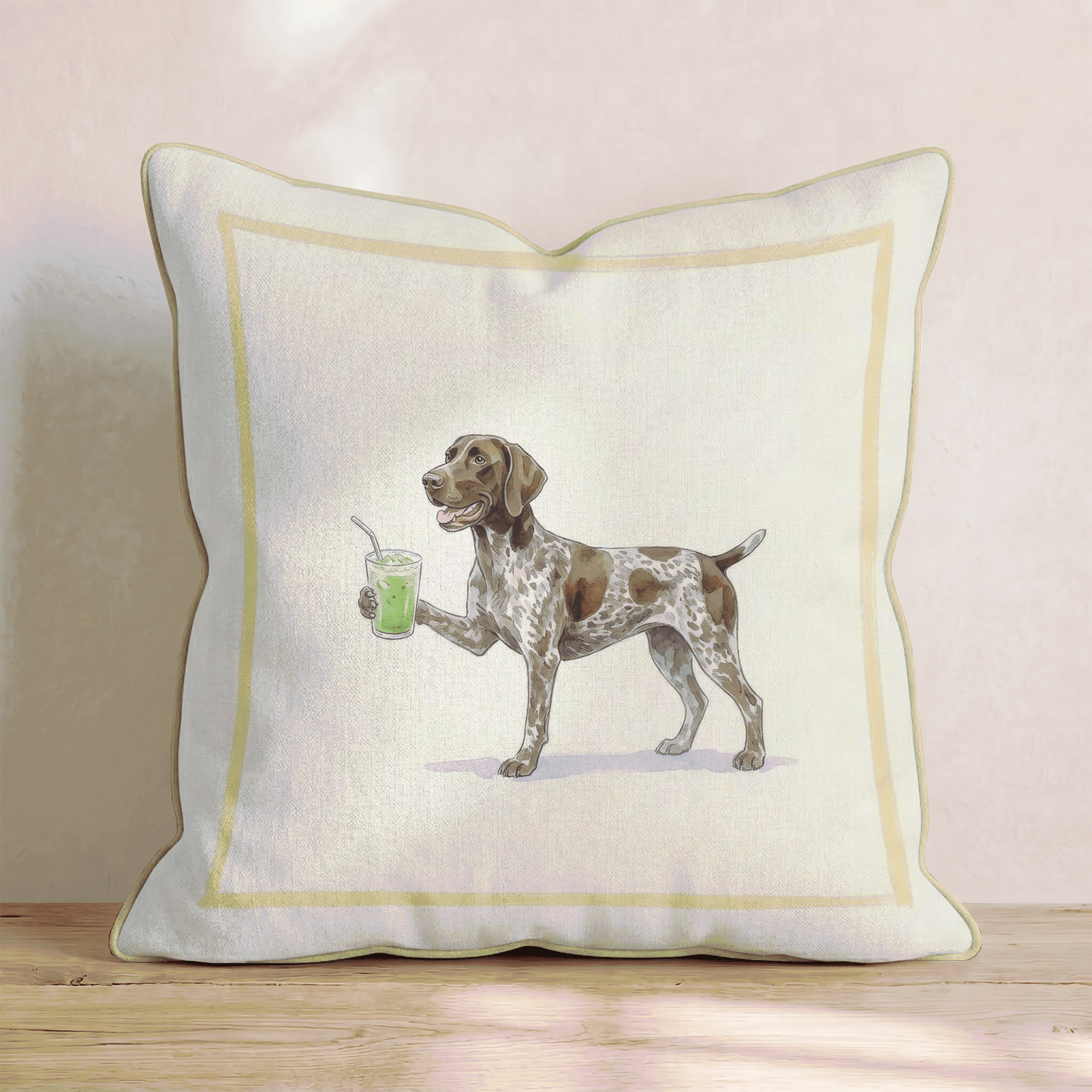 German Shorthaired Pointer Matcha Throw Pillow - Hillcroft Home