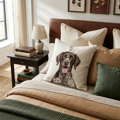 German Shorthaired Pointer School Photo Throw Pillow - Hillcroft Home