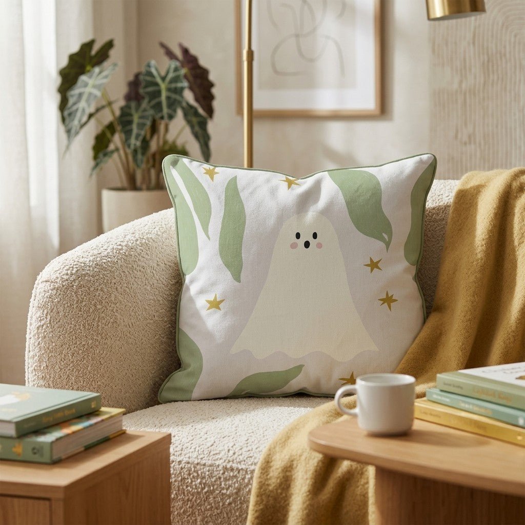 Ghost Leaves Lavender Throw Pillow - Hillcroft Home