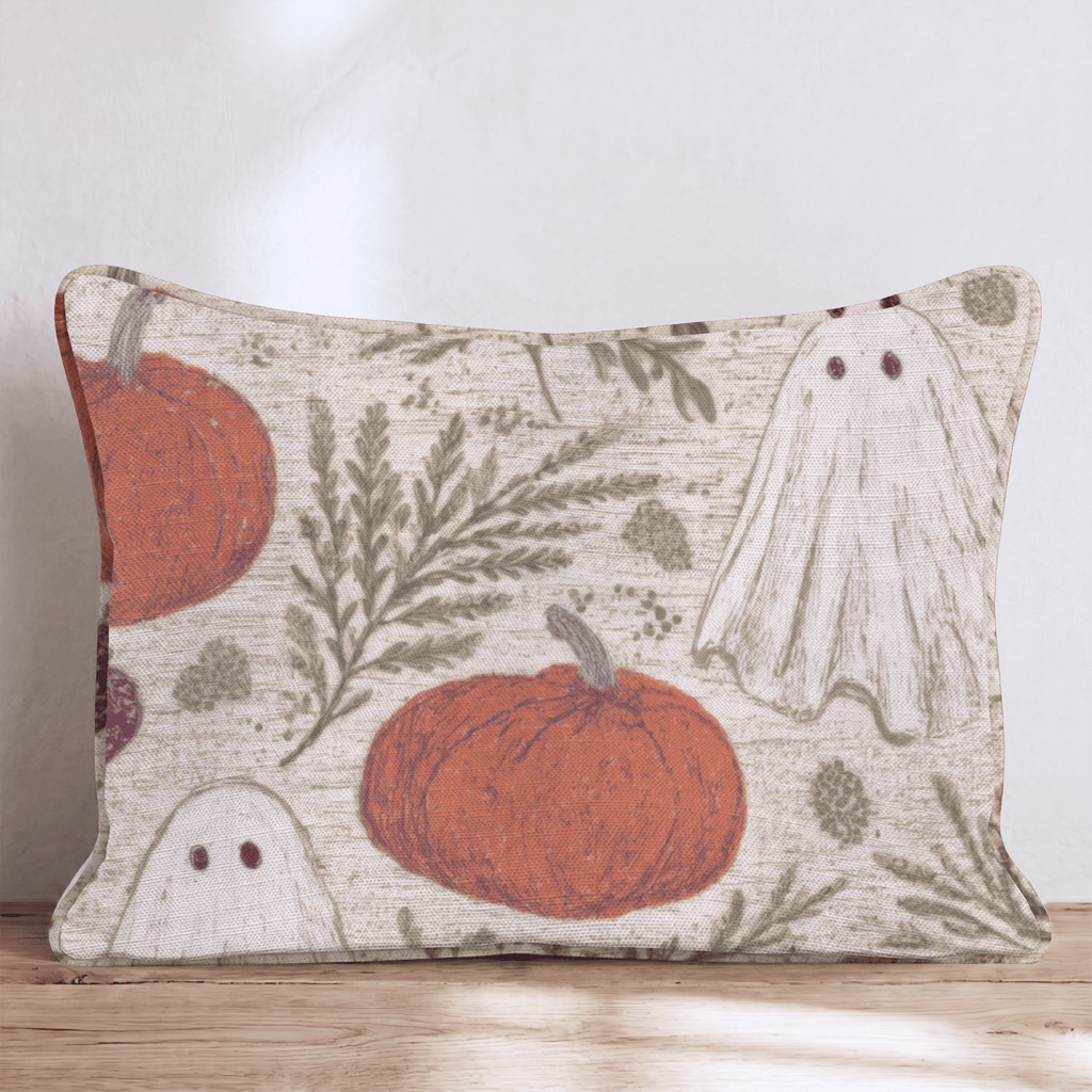 Ghost & Pumpkin Garden Throw Pillow - Hillcroft Home