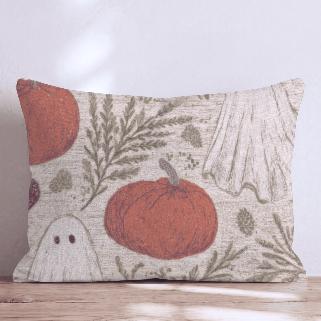 Ghost & Pumpkin Garden Throw Pillow - Hillcroft Home