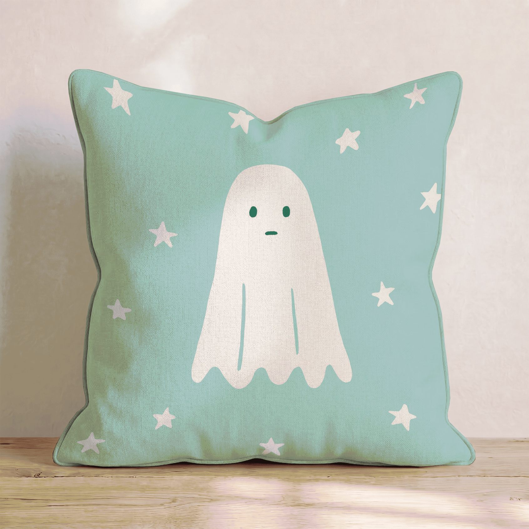 Ghost Stars Mint Throw Pillow - Hillcroft Home