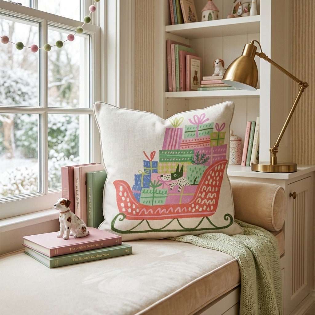Gift Sleigh Throw Pillow - Hillcroft Home