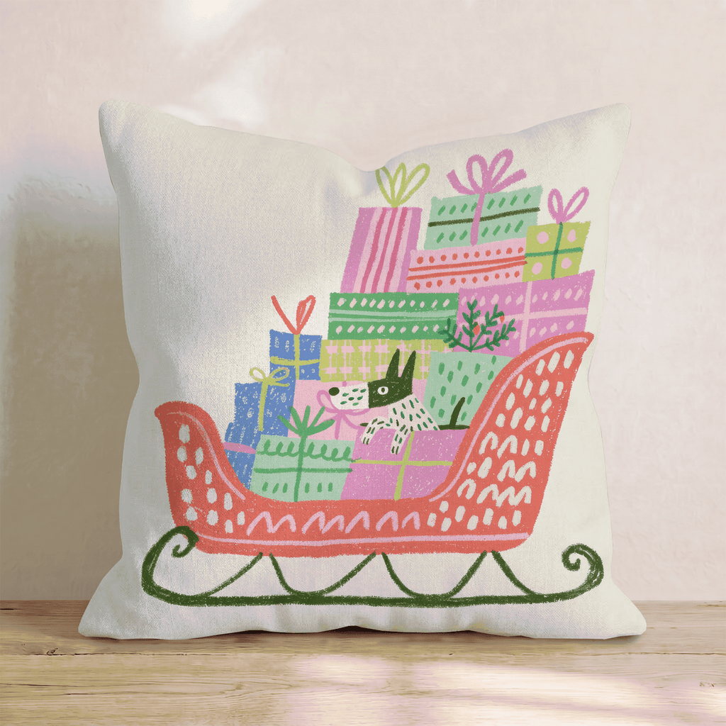 Gift Sleigh Throw Pillow - Hillcroft Home