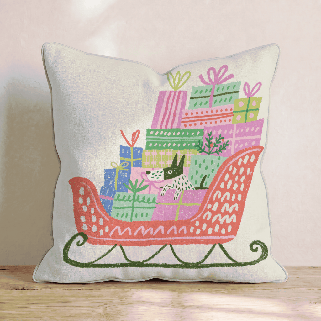 Gift Sleigh Throw Pillow - Hillcroft Home