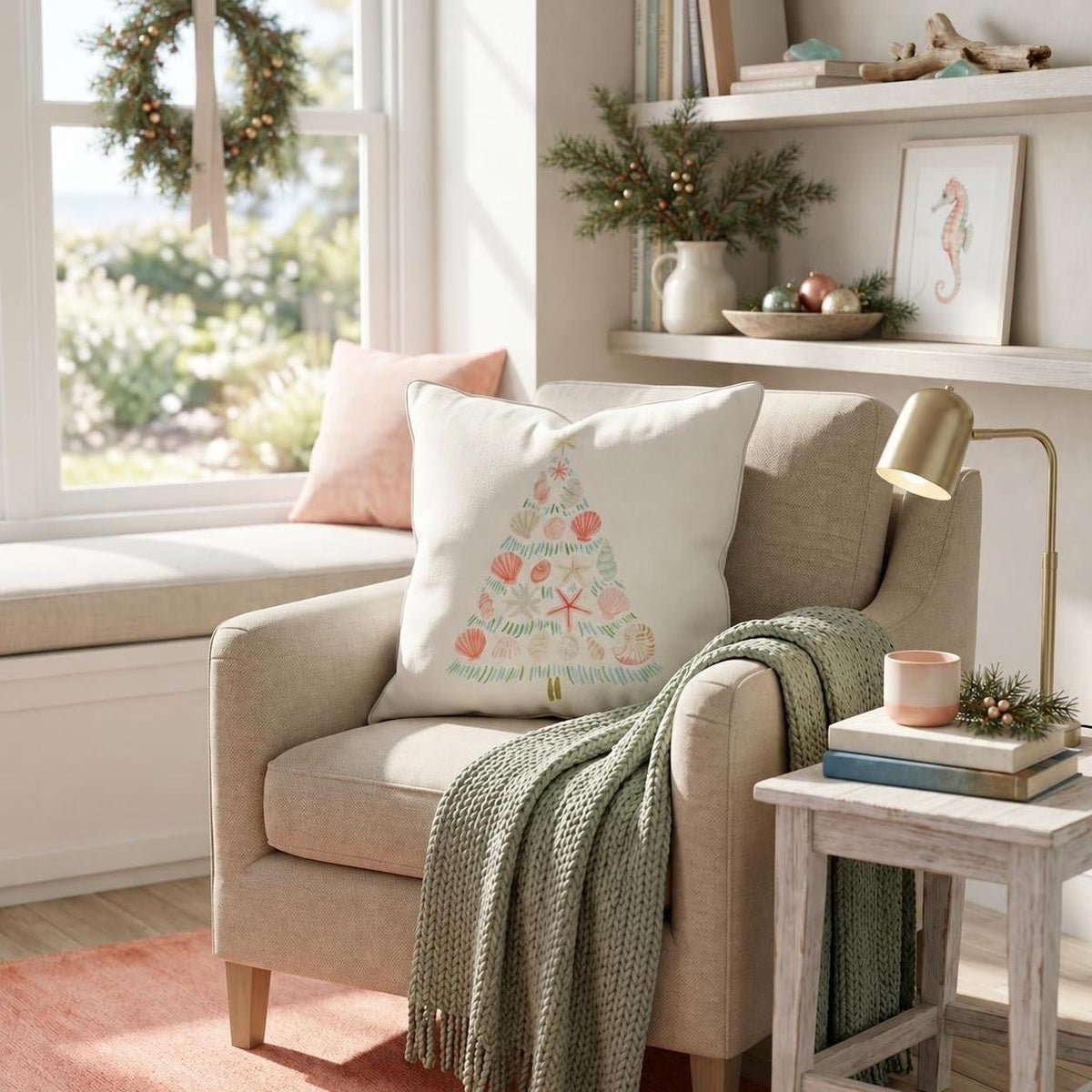 Gift Wrapped Tree Throw Pillow throw pillow - Hillcroft Home