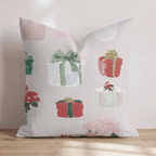 Gifts and Poinsettia Linen Throw Pillow - Hillcroft Home