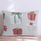 Gifts and Poinsettia Linen Throw Pillow - Hillcroft Home