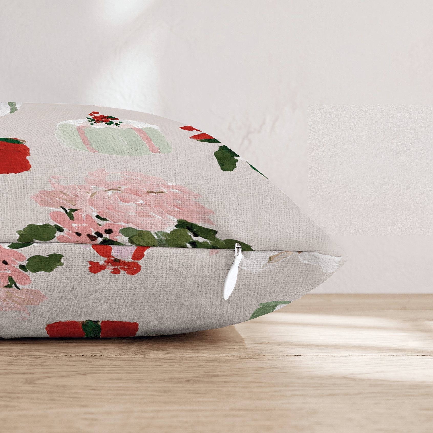 Gifts and Poinsettia Linen Throw Pillow - Hillcroft Home