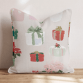 Gifts and Poinsettia Linen Throw Pillow - Hillcroft Home