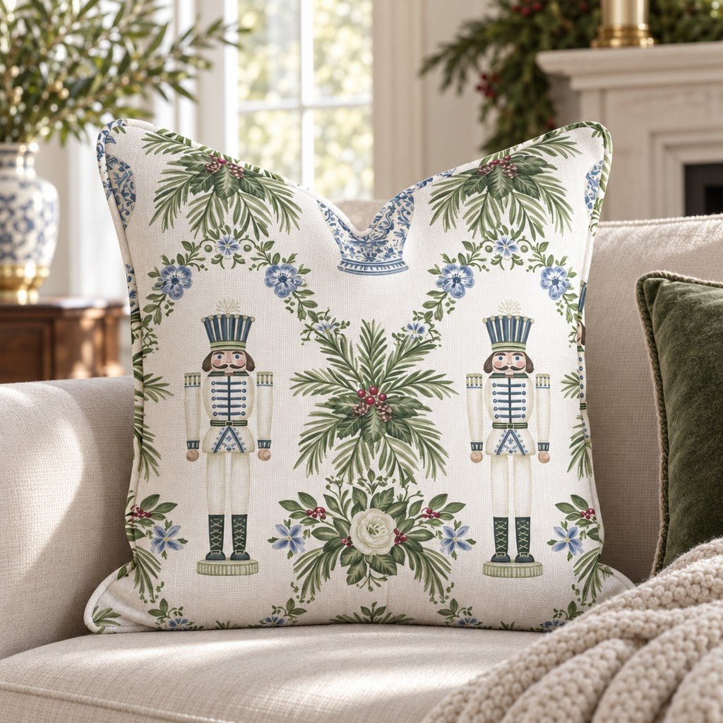 Ginger Jar Nutcracker Throw Pillow throw pillow - Hillcroft Home