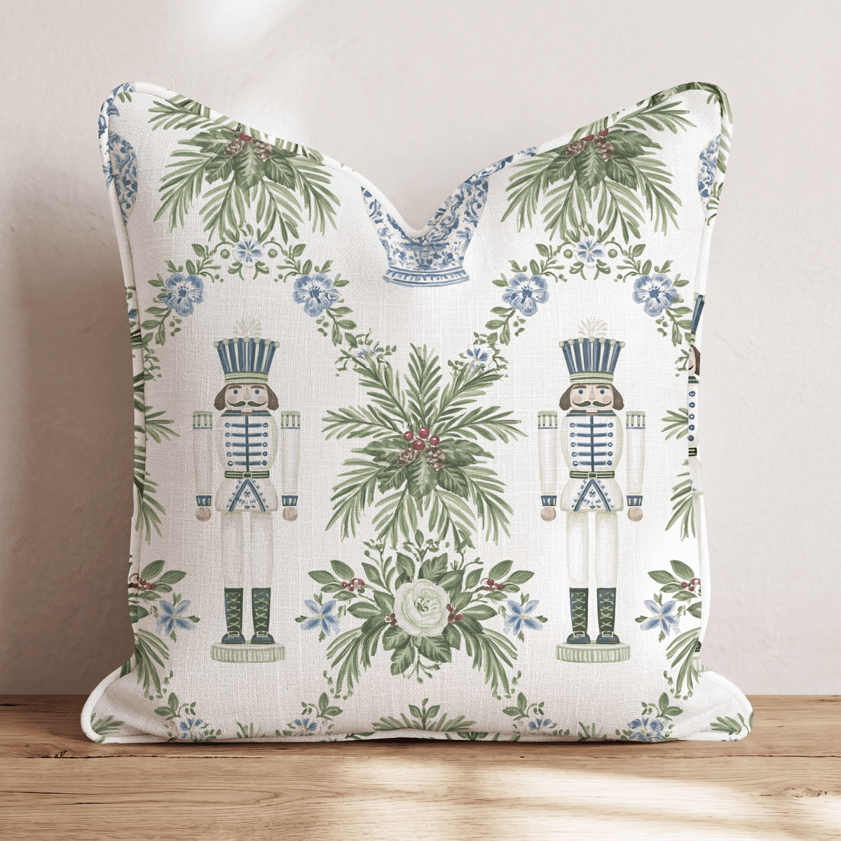 Ginger Jar Nutcracker Throw Pillow throw pillow - Hillcroft Home