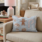 Gingerbread Frost Blue Throw Pillow - Hillcroft Home