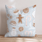 Gingerbread Frost Blue Throw Pillow - Hillcroft Home