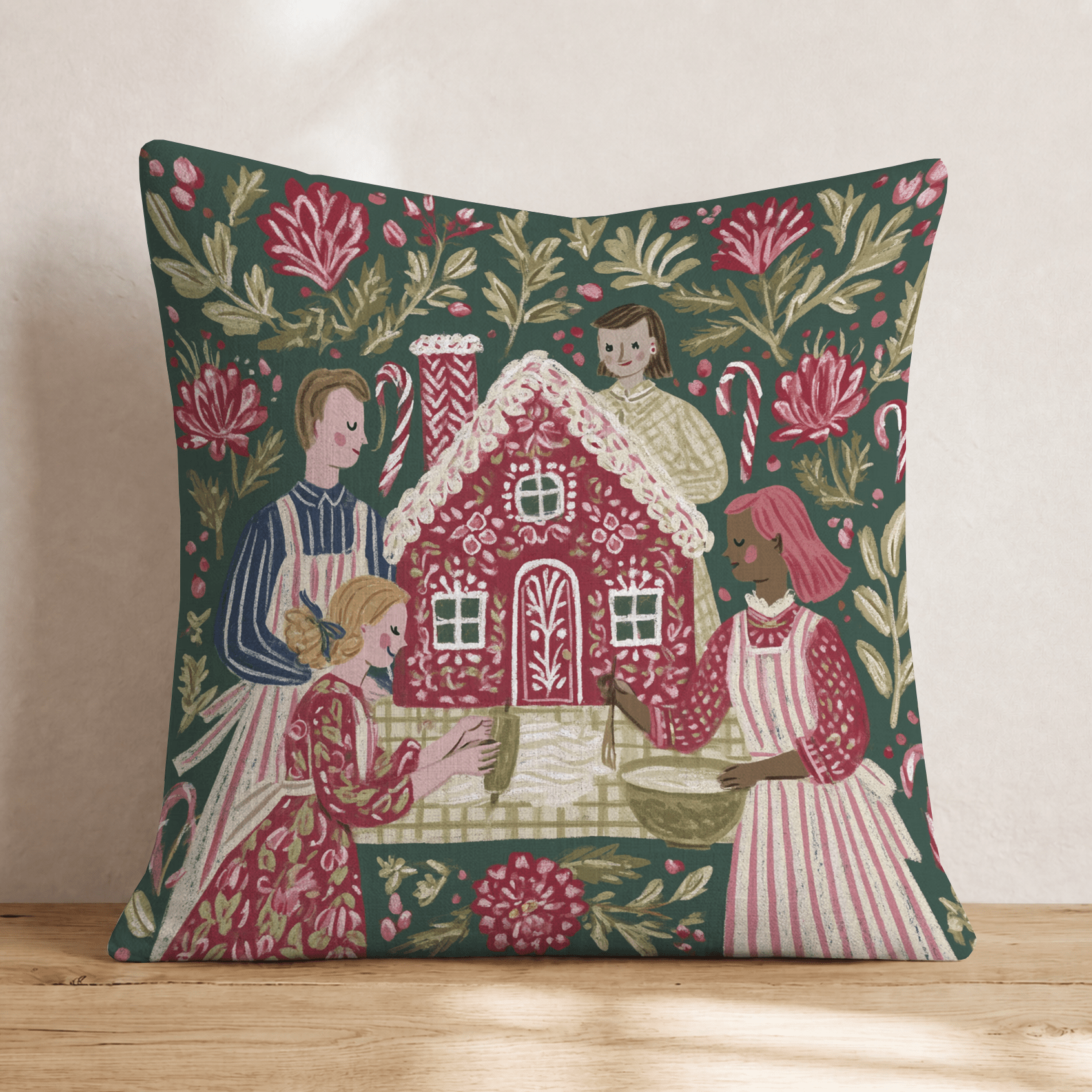 Gingerbread Making Throw Pillow - Hillcroft Home