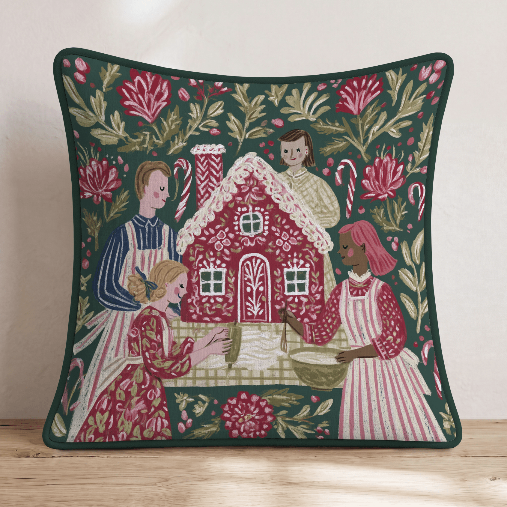 Gingerbread Making Throw Pillow - Hillcroft Home