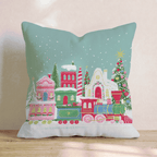 Gingerbread Village Express Throw Pillow - Hillcroft Home