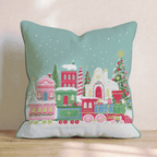 Gingerbread Village Express Throw Pillow - Hillcroft Home