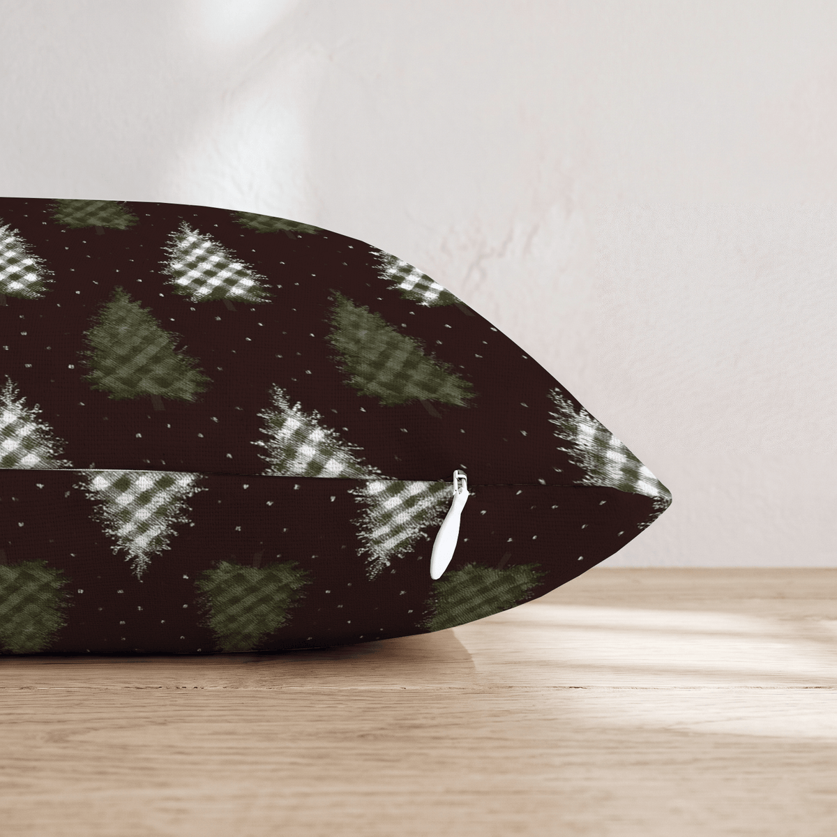 Gingham Christmas Trees Throw Pillow - Hillcroft Home