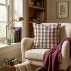 Gingham Crimson Check Throw Pillow - Hillcroft Home