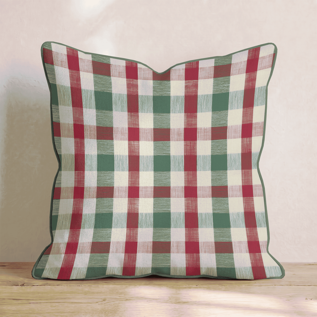 Gingham Crimson Check Throw Pillow - Hillcroft Home