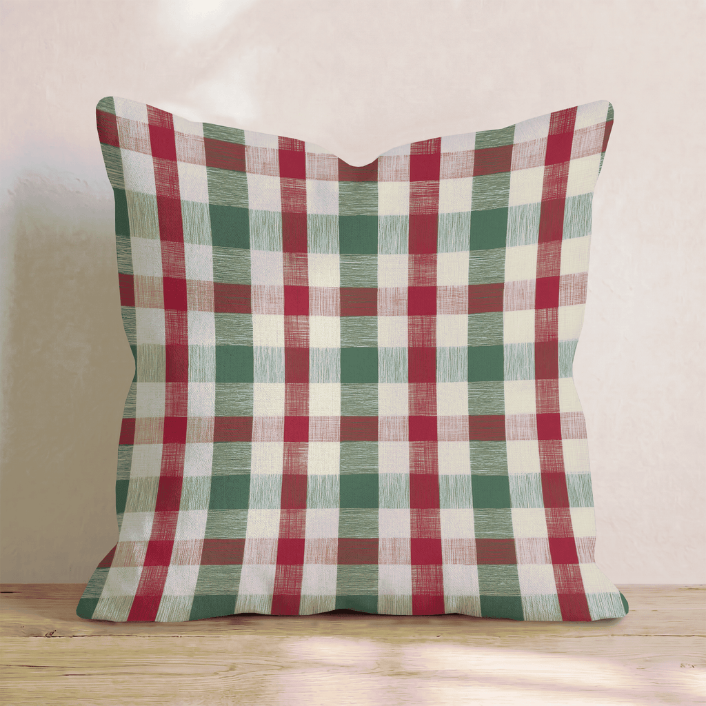 Gingham Crimson Check Throw Pillow - Hillcroft Home