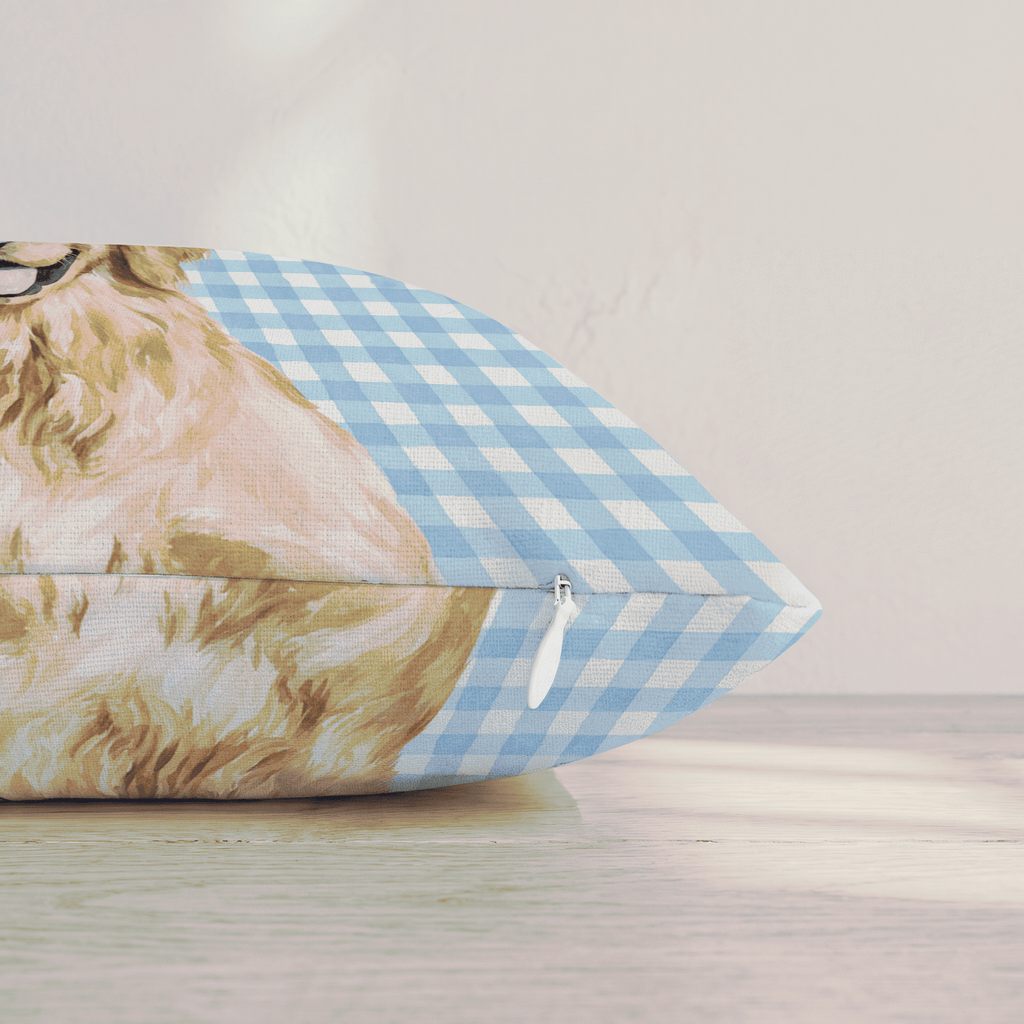 Gingham Golden Retriever Throw Pillow throw pillow - Hillcroft Home