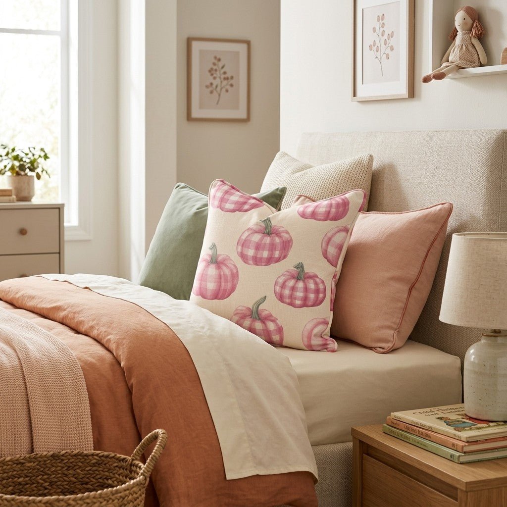 Gingham Gourds Throw Pillow - Hillcroft Home