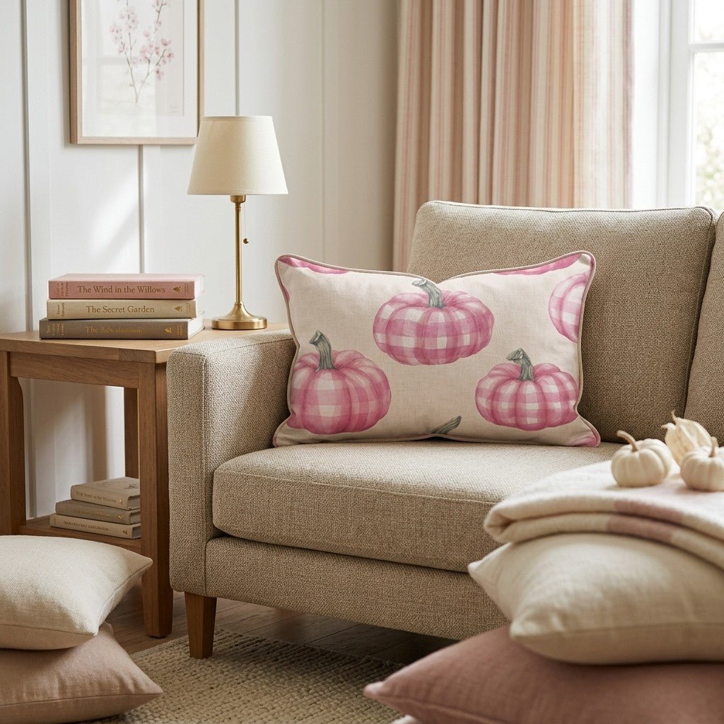 Gingham Gourds Throw Pillow - Hillcroft Home