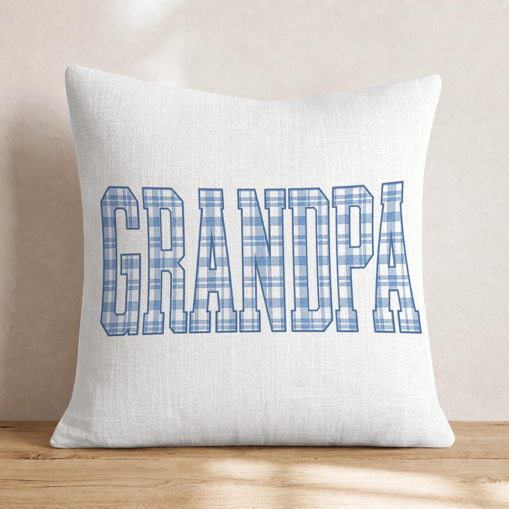 Gingham Grandpa Throw Pillow - Hillcroft Home