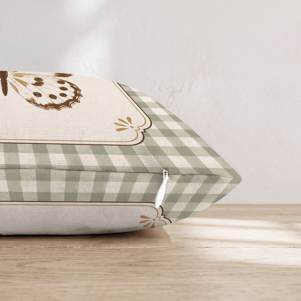 Gingham Mariposa Throw Pillow - Hillcroft Home