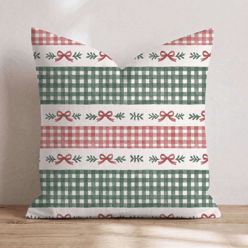 Gingham & Mistletoe Throw Pillow throw pillow - Hillcroft Home