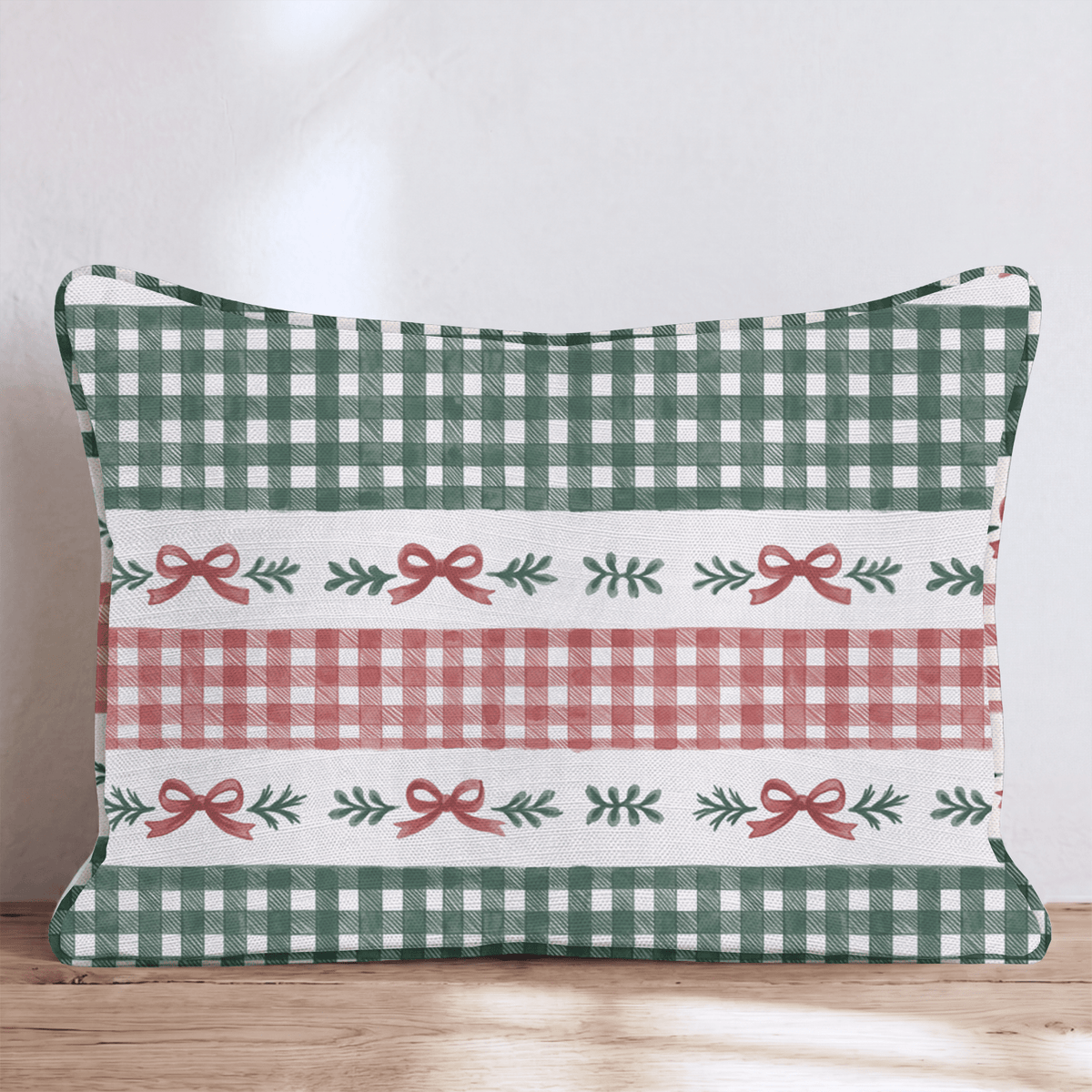 Gingham & Mistletoe Throw Pillow throw pillow - Hillcroft Home