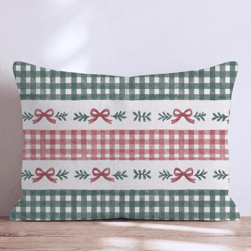 Gingham & Mistletoe Throw Pillow throw pillow - Hillcroft Home