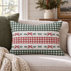 Gingham & Mistletoe Throw Pillow throw pillow - Hillcroft Home